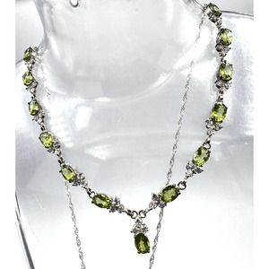 Natural Peridot Gemstone 925 sterling silver Handmade necklace
